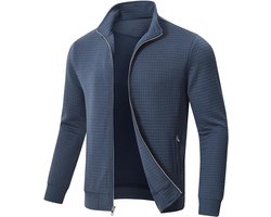 Huayuzh Jas voor heren, overgangsjas, winter, geruit, jacquard, dagelijks gebruik, vrije tijd, lichte jassen met ritszak