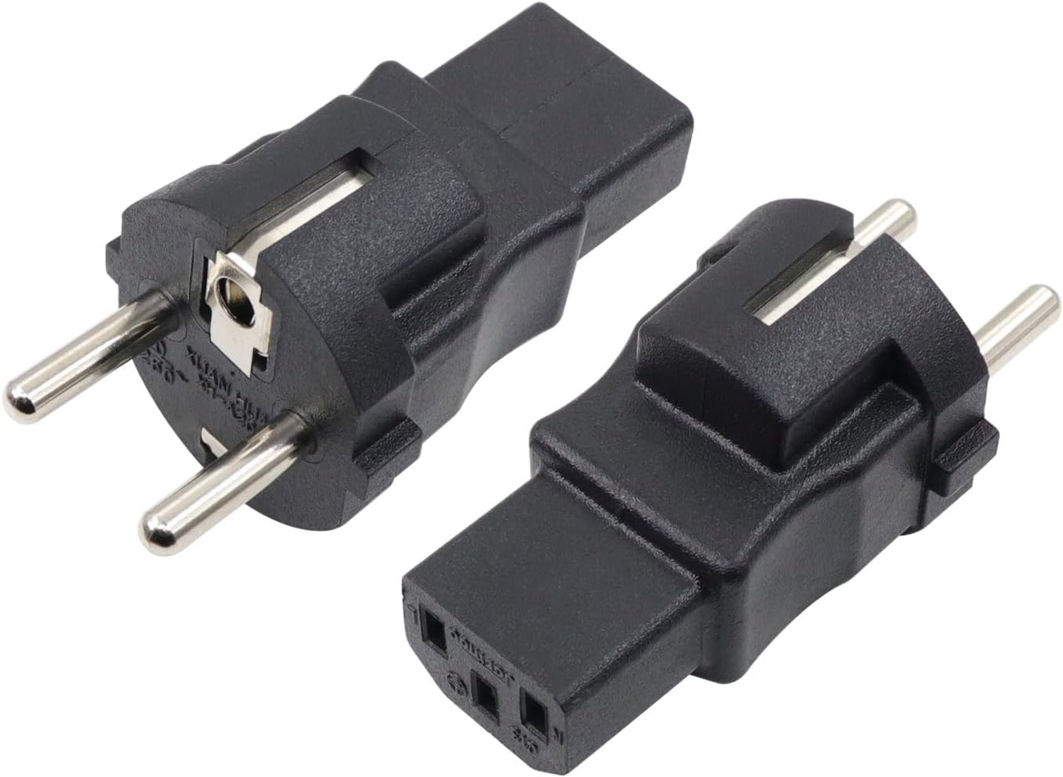 Schuko naar IEC320 C13 adapter - Europese CEE 7/7 stekker voor laptop en kabelapparatuur - zwart (2 stuks)