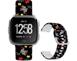 Bandjes met cartoon-patroon, zachte siliconen sportvervanging, 23 mm, compatibel met Fitbit Versa 2/Versa/Fitbit Versa Lite/SE, voor vrouwen en mannen.