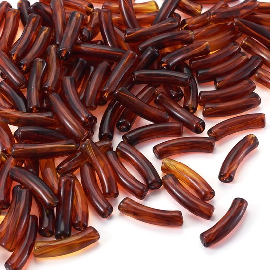 100 stuks acryl gebogen buis bamboe kralen transparant imiteren amber kralen lange buis spacer kraal voor doe-het-zelf ambachtelijke armband ketting sieraden maken — afbeelding 4