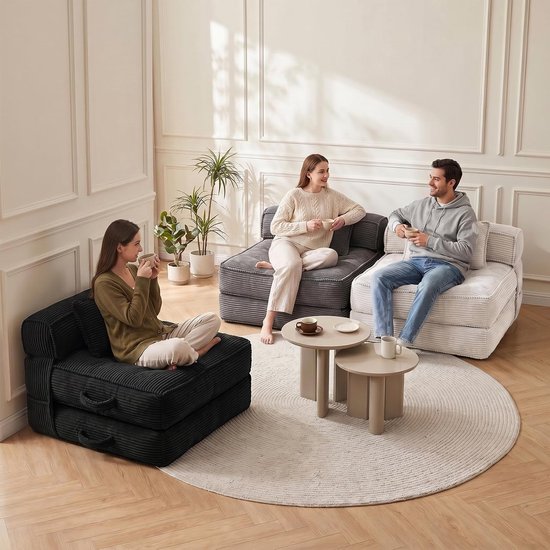 Opvouwbare slaapbank, converteerbare slaapstoel met kussen, opvouwbare matras met rugleuning, draagbare opvouwbare stoel bed comfortabele vloerbank woonkamer slaapkamer appartement eenvoudig — afbeelding 5
