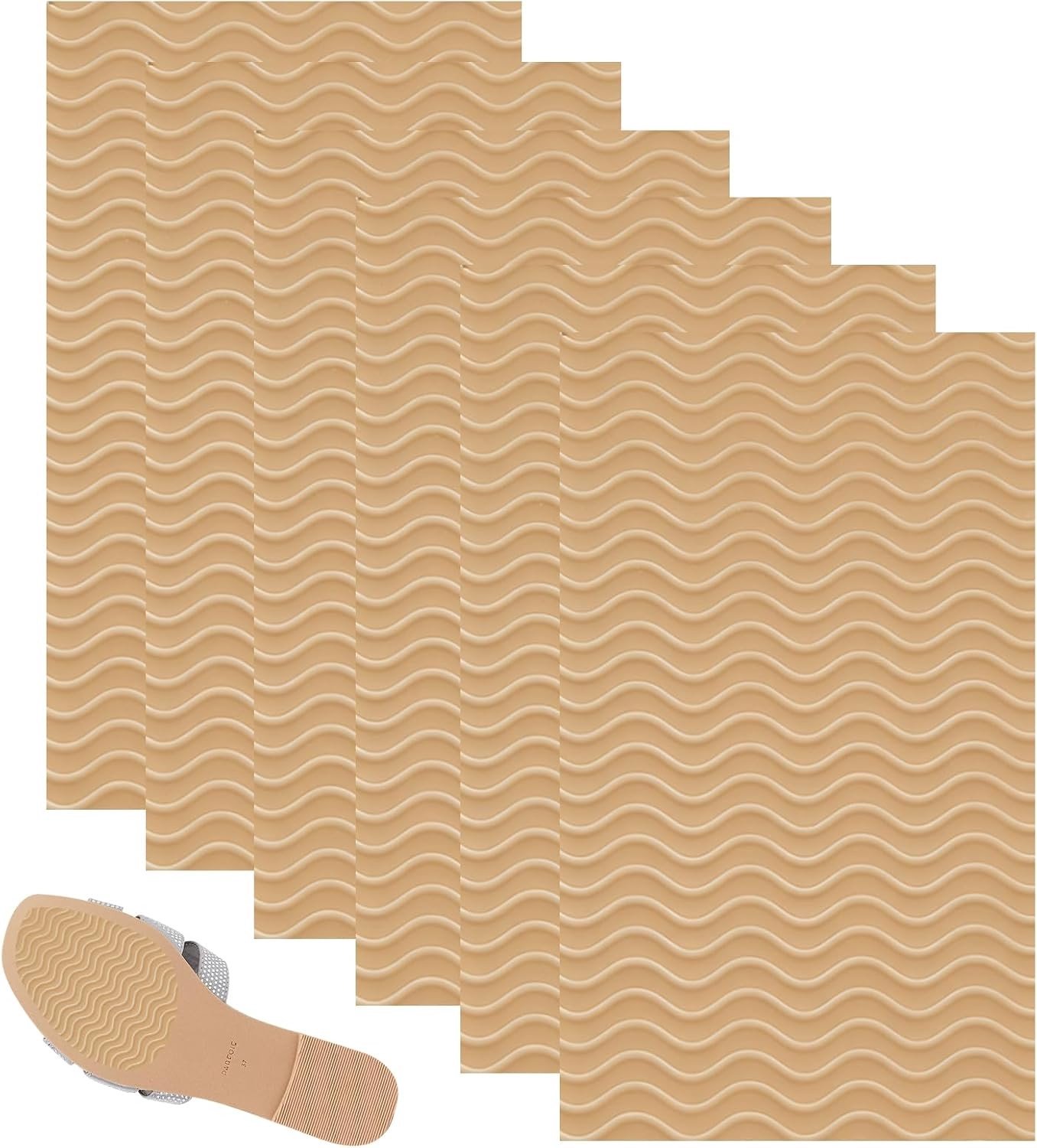 Herstelset voor Foam Zolen, 6 Stuks Antislip Zolen, Rubber Zolen voor Alle Maten en Toepassingen (Khaki, 15 x 10 cm)