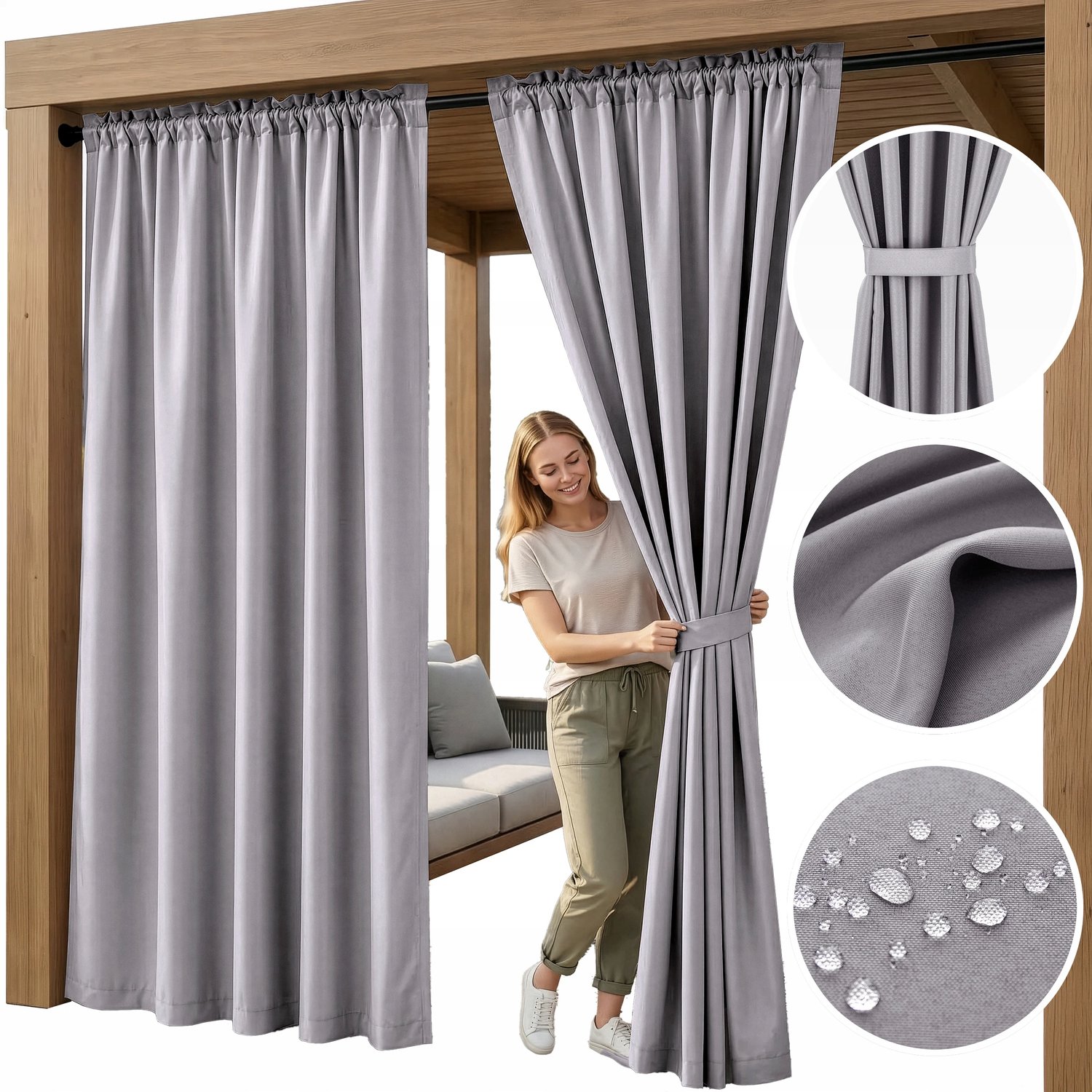 Waterdichte Tuindoek 155x220cm Grijs voor Terras & Paviljoen