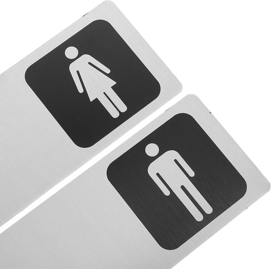 4 stuks zelfklevende aluminium toiletbordjes voor mannen en vrouwen, geschikt voor commerciële bedrijven, restaurants, hotels, kantoren, scholen en openbare gelegenheden, 9x3 inch. — afbeelding 3