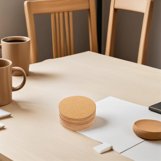 48 Stuks Delige Zelfklevende Ronde Kurkmatten Absorberend Hittebestendig Natuurlijke Kurken Onderzetters voor Meubels Potten Diy-bescherming tegen Vocht Krassen — afbeelding 2