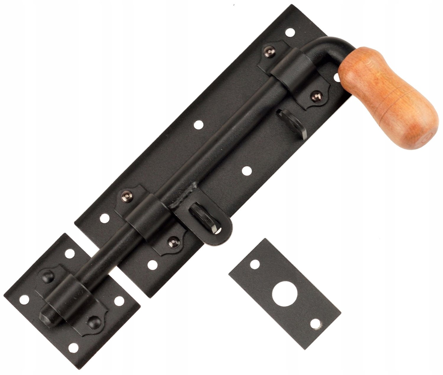 Zwarte Garagedeurgrendel 280mm Links - Zwart, Poedercoating