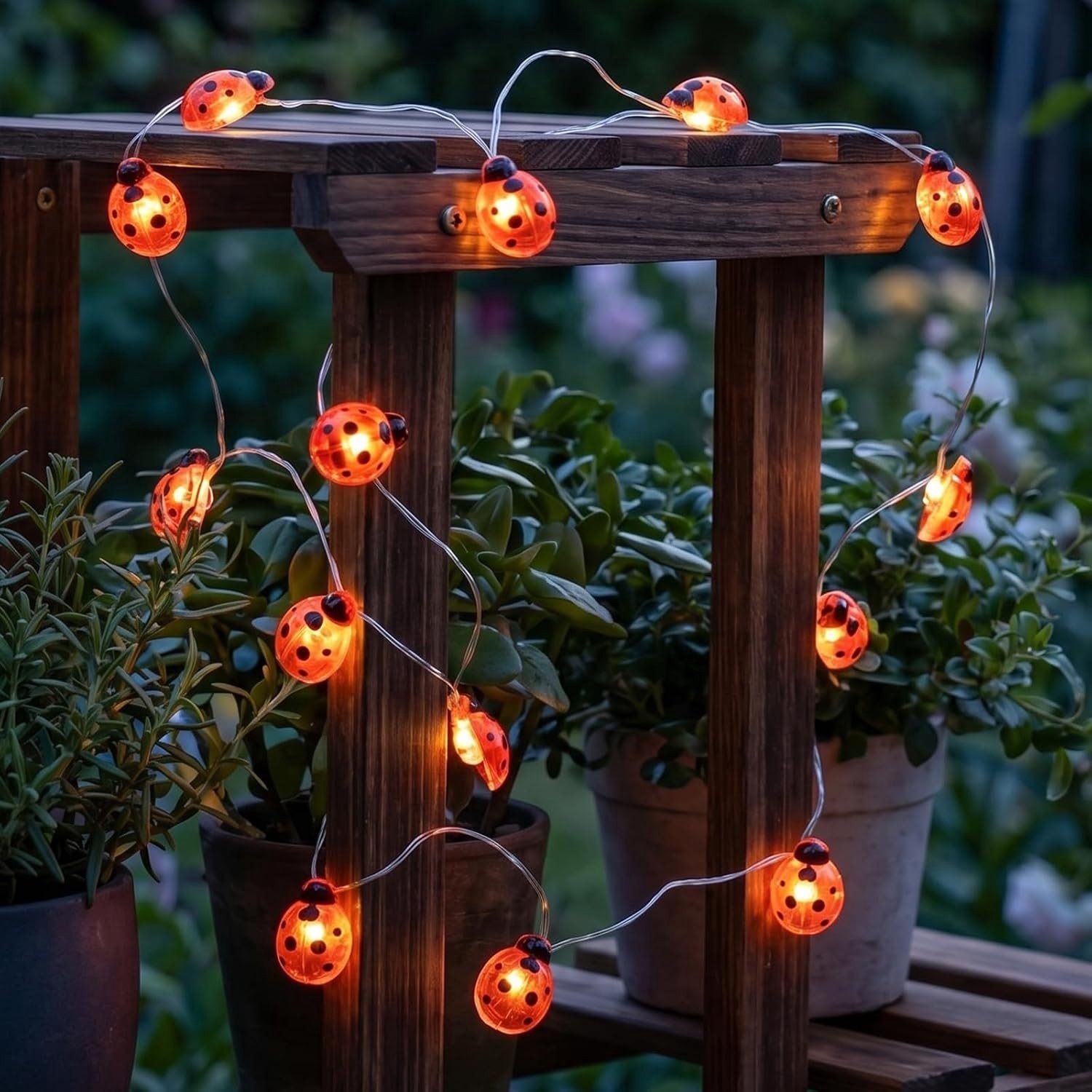 Lieveheersbeestje Sfeerverlichting, 2 Meter, 20 LED's, Decoratie voor Bruiloften, Feesten, Tuin en Kerst, Binnen en Buiten Gebruik