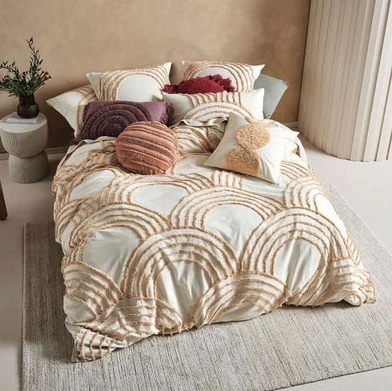 Witte franje getuft zachte kwast dekbedovertrek set 3 stuks, boheemse schattige katoenen dekbedovertrek met ritssluiting moderne stijl voor mannen en vrouwen (Twin XL 59 x 102 inch, patroon 2 wit)