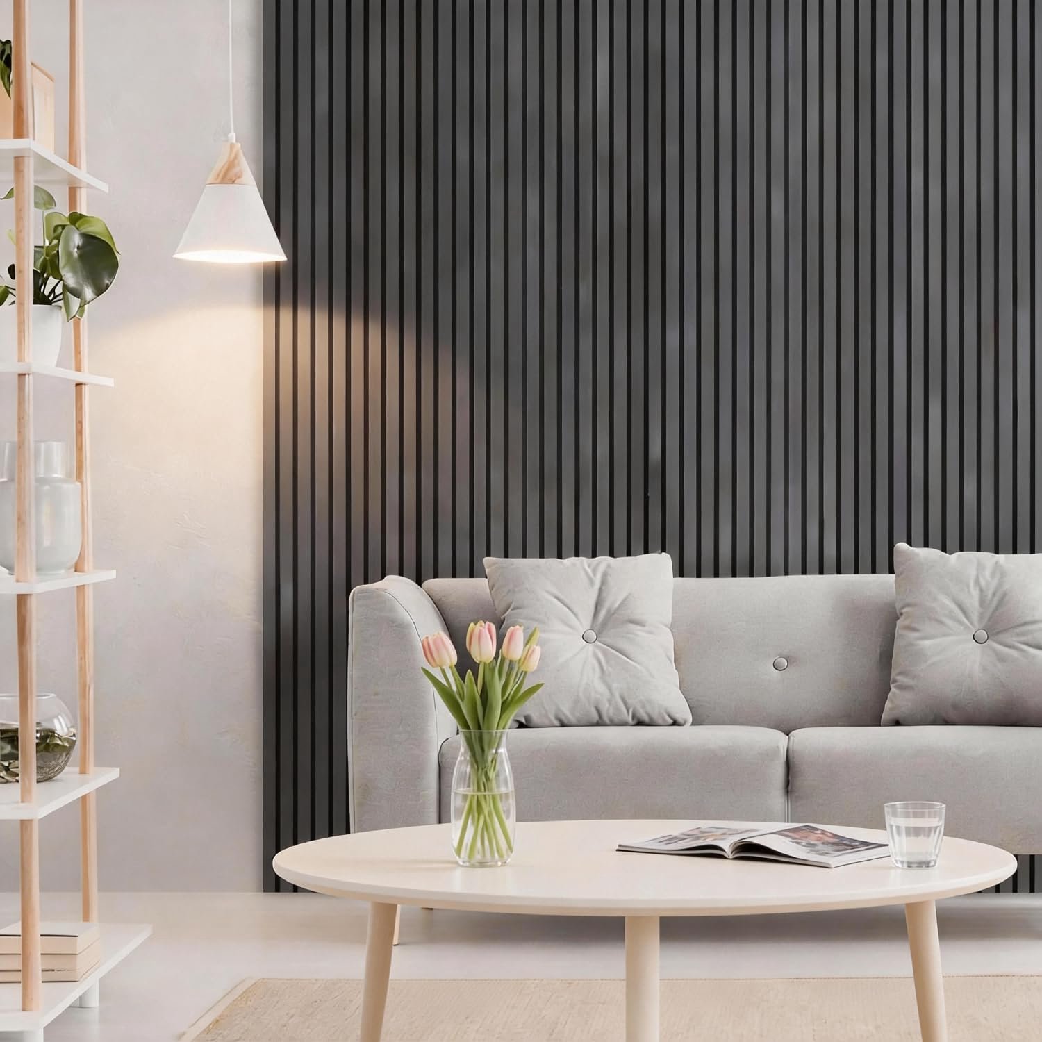 Akoestische panelen 4 stuks 120x60cm Premium wandpanelen hout en vilt, geluidsbescherming houtpanelen grijs optiek wandbekleding voor studio en thuis – Grootvlakkige afdekking (2,88m²)