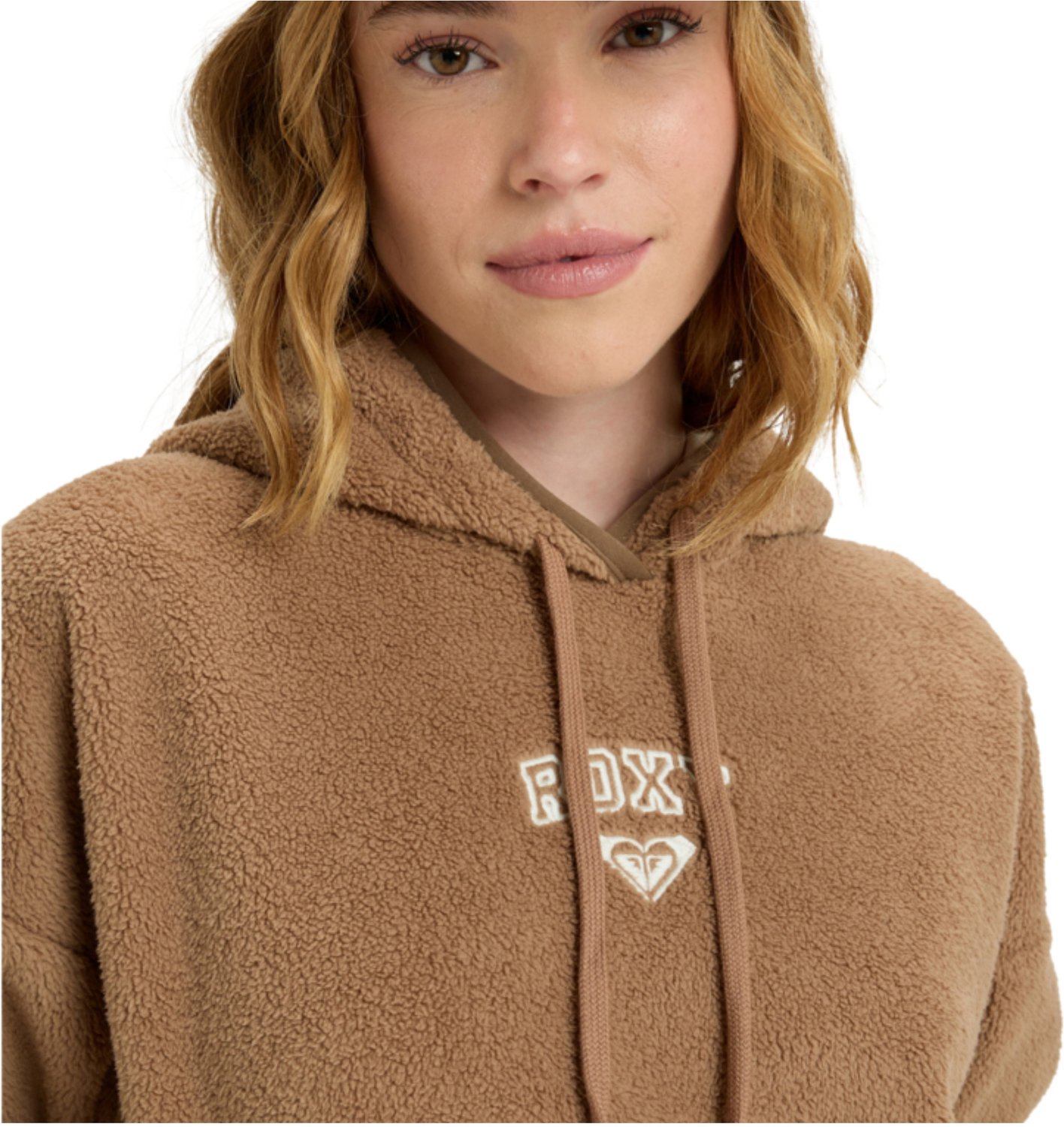 2025 Roxy Dames Cool Calling Polar Fleece Hoodie Woodsmok Bruin