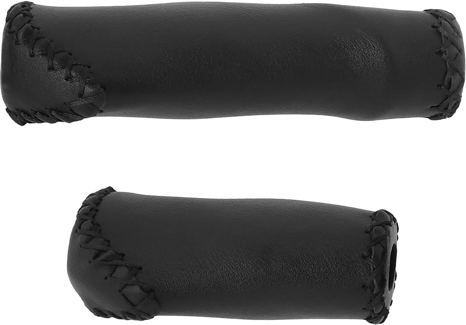1 Paar Lederen Bike Grips Retro Fiets PU Lederen Cover 135mm/94mm Geschikt voor 22mm Fietsstuur Mountain Road MTB Bike, Zwart