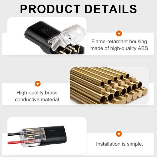 50 stuks D2 type mannelijk naar vrouwelijk verbindingsklem | Praktische en snelle waterdichte connectoren, steekkabelconnector voor 18-22 AWG-kabel — afbeelding 3