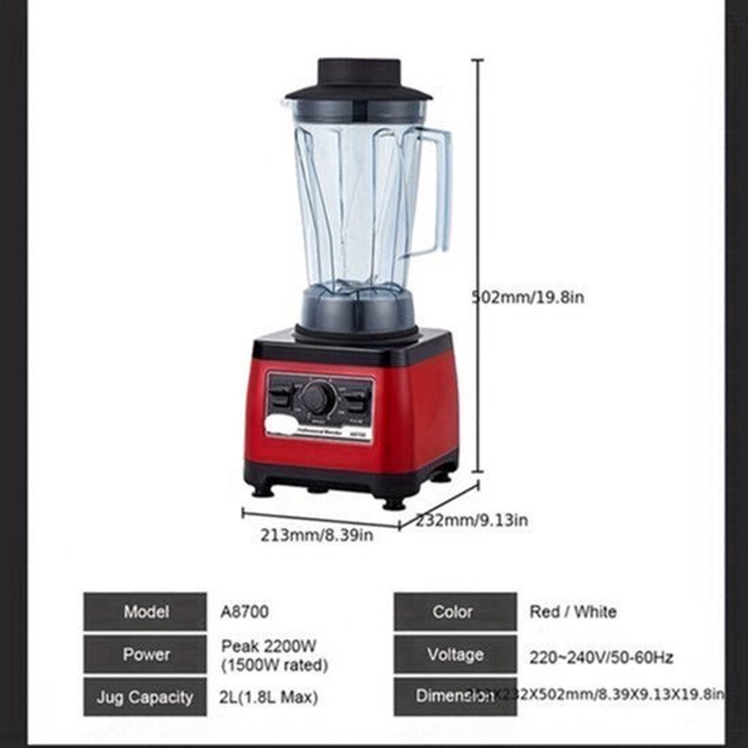 Blender – Smoothiemaker – Sapjesmaker – Keukenmixer – Mixer – 2200W Motor – Duurzaam Design