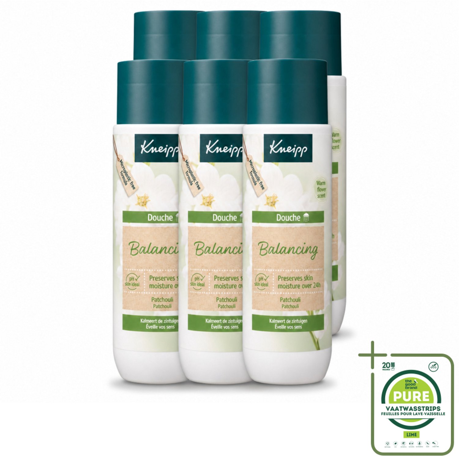 6 x Kneipp - Douchegel - Patchouli - 200 ml - Grootverpakking - Vaatwasstrips - Douchegel Patchouli - Balans Huid - Ontspanning Onder De Douche - Natuurlijke Douchegel - Zachte Geur