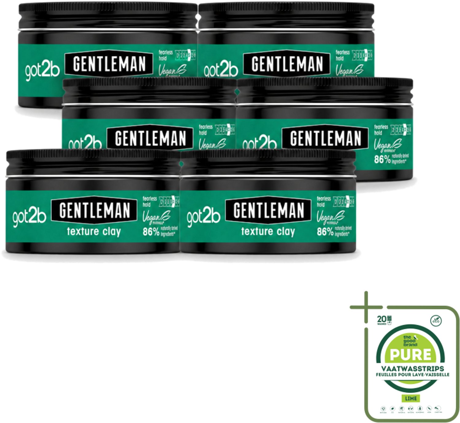6 x Got2B - Texture Clay - Gentleman - 100 ml - Grootverpakking - Natuurlijke Haarlook - Matte Finish - Herenkapsel - Textuurklei - Stijlvol Haar