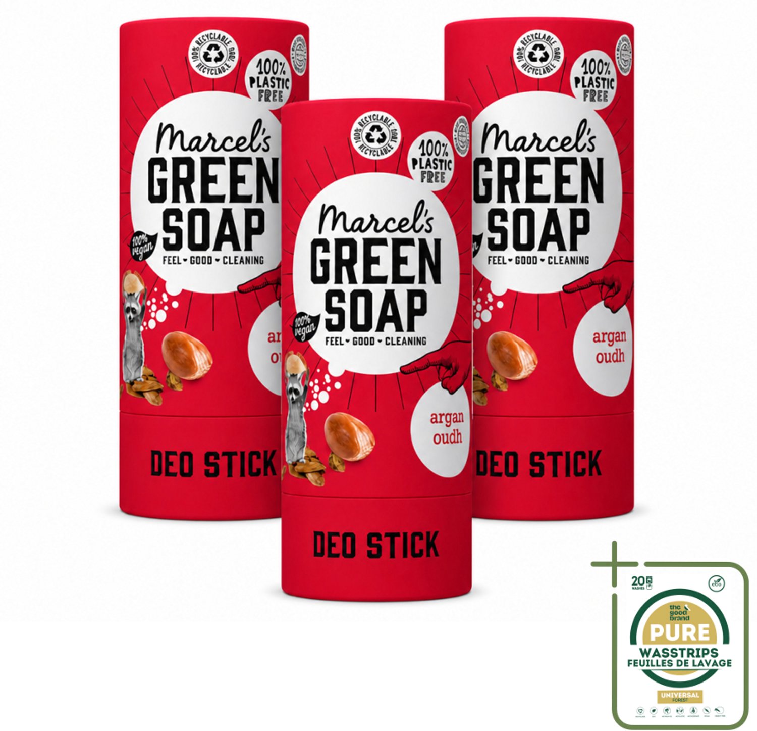 3 x Marcel's Green Soap - Deodorant Stick - Argan & Oudh - Langdurige frisheid - 40 gr - Deodorant - Argan En Oudh - Geur - Huidverzorging - Natuurlijke Deodorant