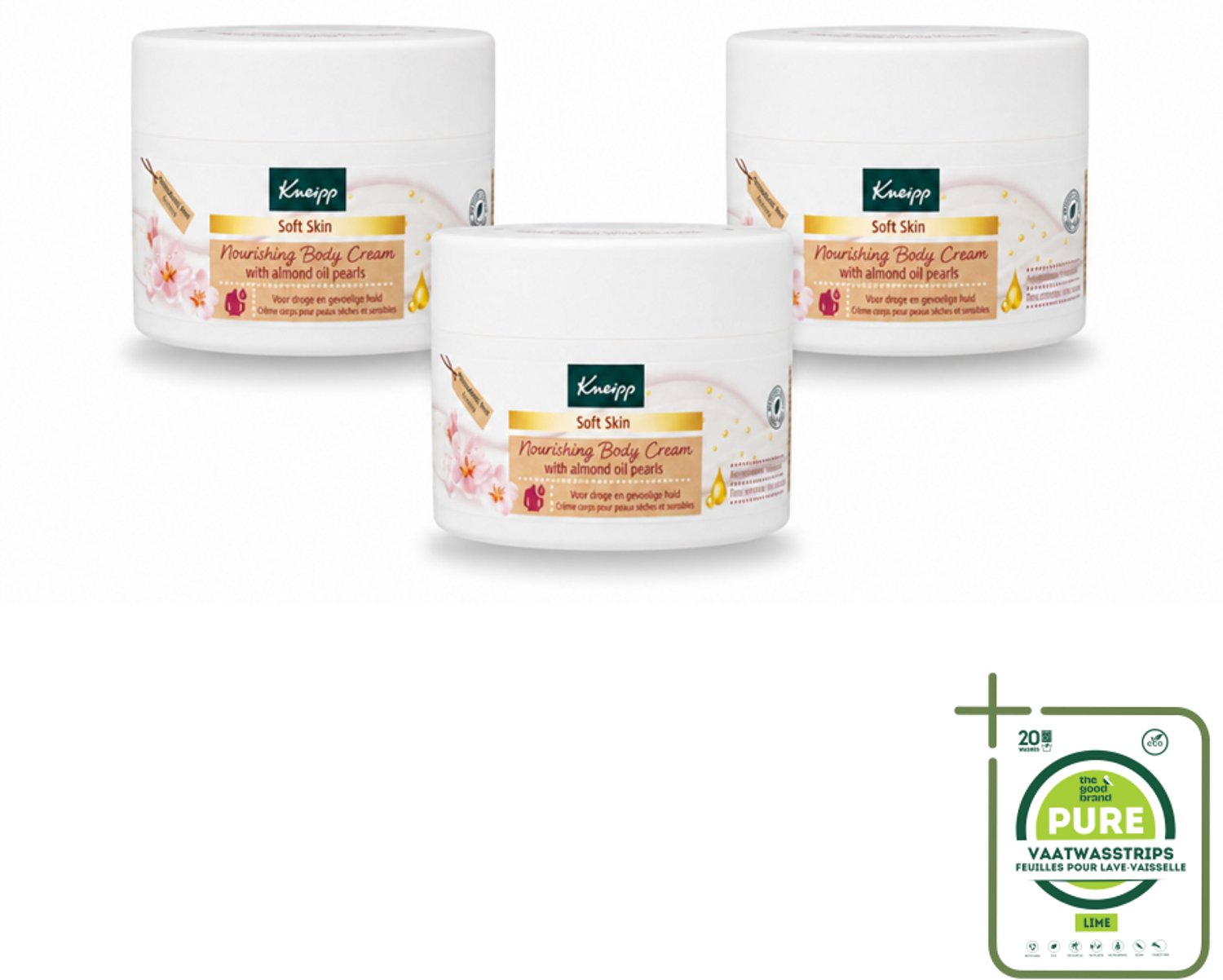 3 x Kneipp - Body crème - Soft Skin - Amandelbloesem - 200 ml - Grootverpakking - Vaatwasstrips - Zachte Huid - Amandelolie - Shea Butter - Huidveroudering - Huidhydratatie