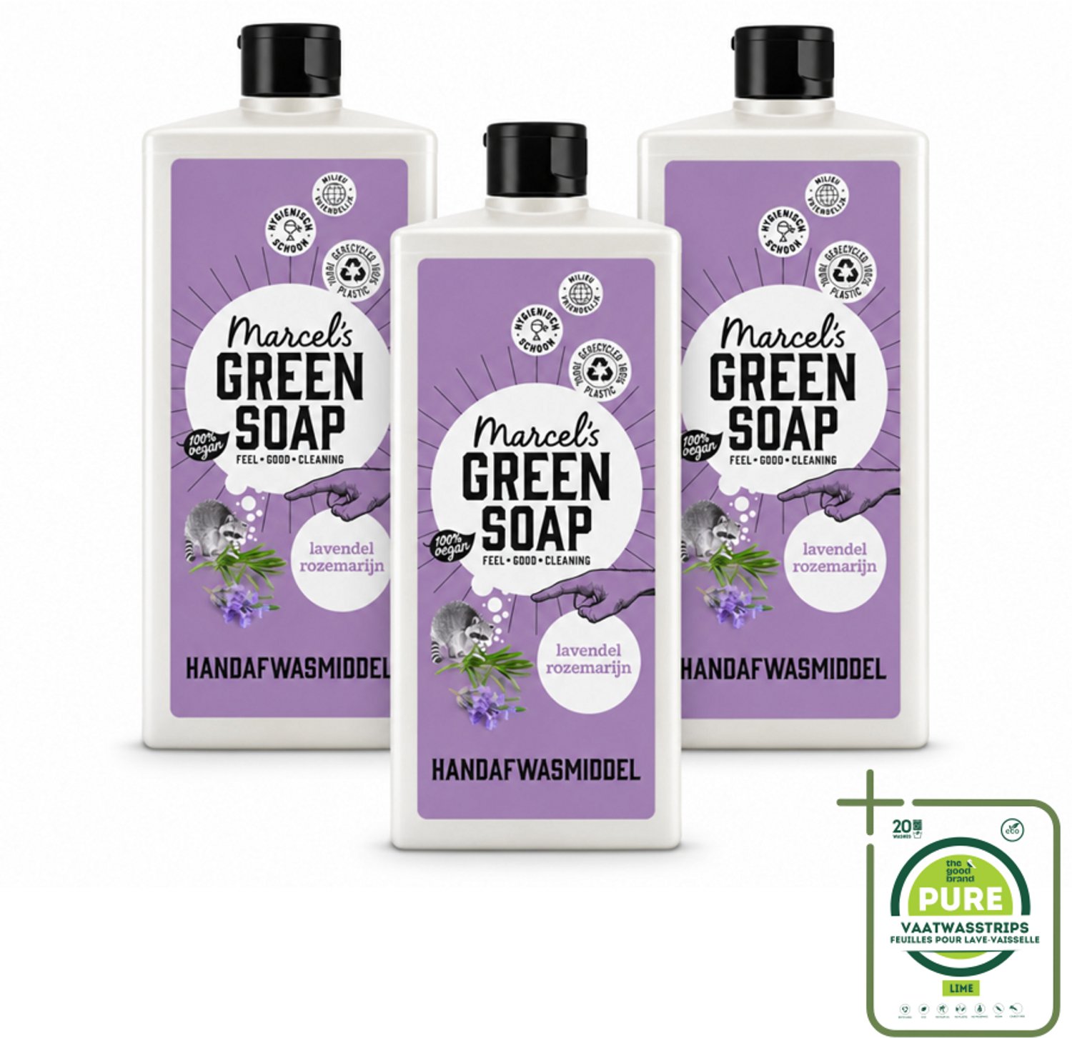 3 x Marcel's Green Soap - Afwasmiddel - Lavendel & Rosemarijn - Voor dagelijks gebruik - 500 ml - Grootverpakking - Vaatwasstrips - Afwasmiddel - Natuurlijke Afwas - Biologisch Afbreekbaar - Vegan Afwas - Lavendel Afwas