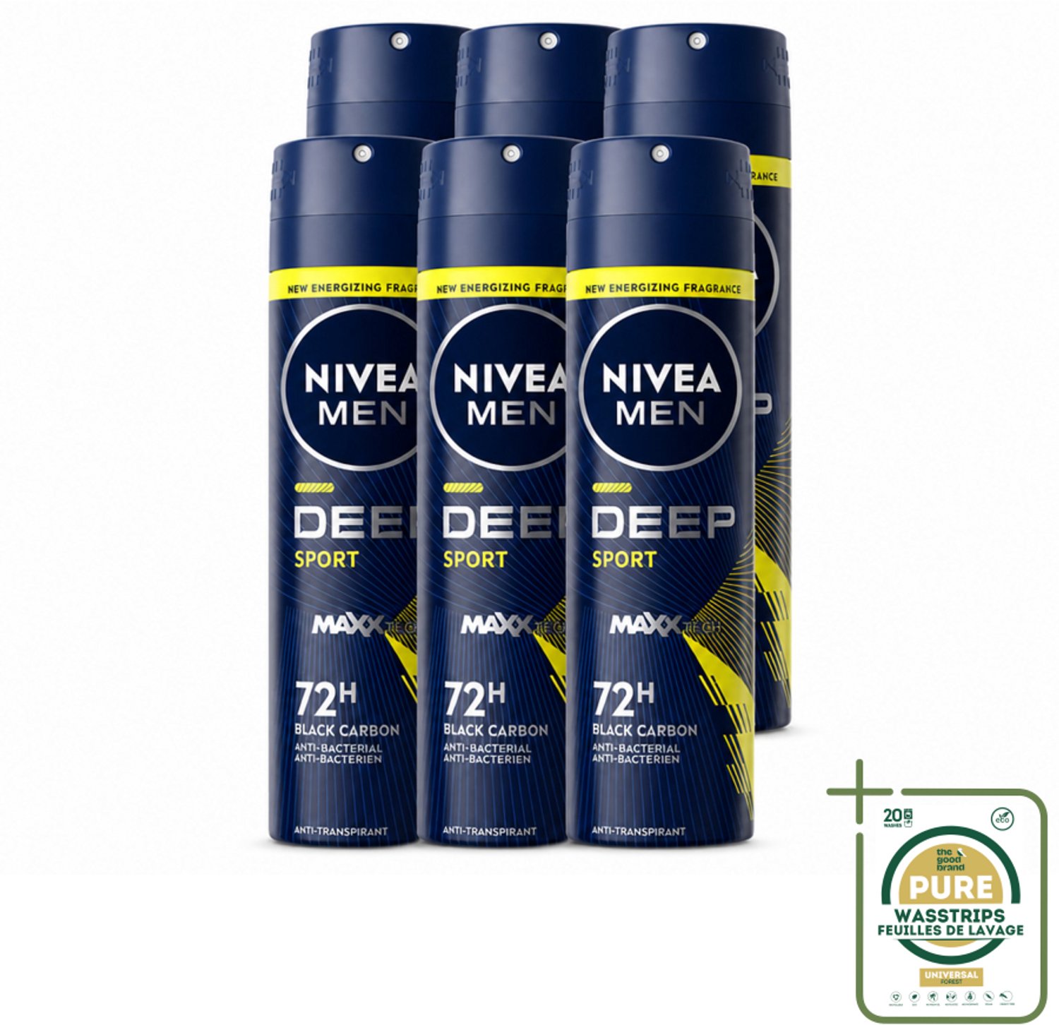 6 x NIVEA MEN - Deodorant Spray - Deep Sport - 150 ml - Deodorant Spray - Anti-transpirant - Zweetvermindering - Lichaamsgeur Absorberen - Frisheid
