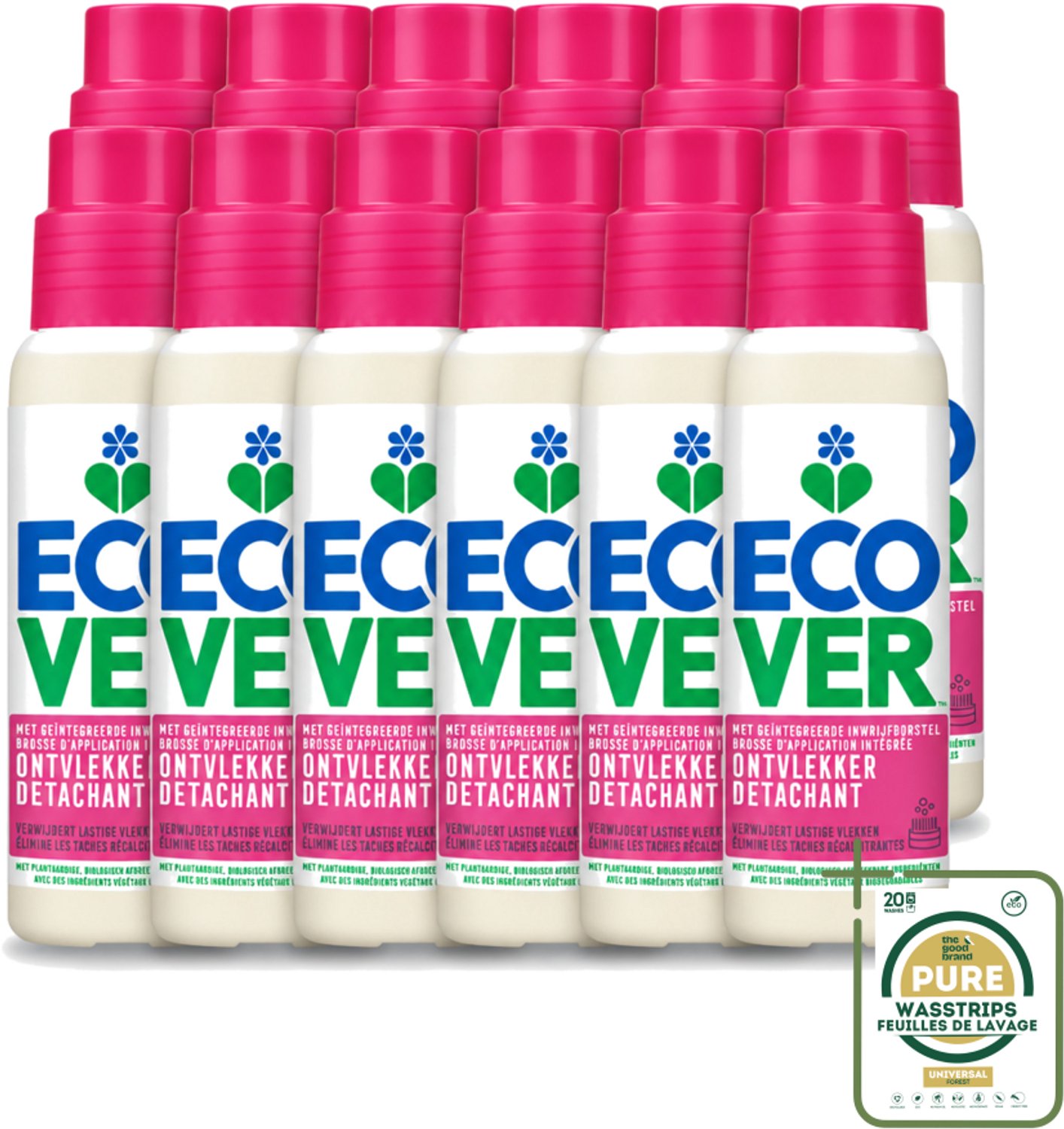 12 x Ecover - Ontvlekkingsmiddel - 200 ml - Wasstrips - Vlekken Verwijderen - Natuurlijke Reiniging - Ontvlekkingsmiddel - Kleding Reinigen - Vlekken Op Kleding