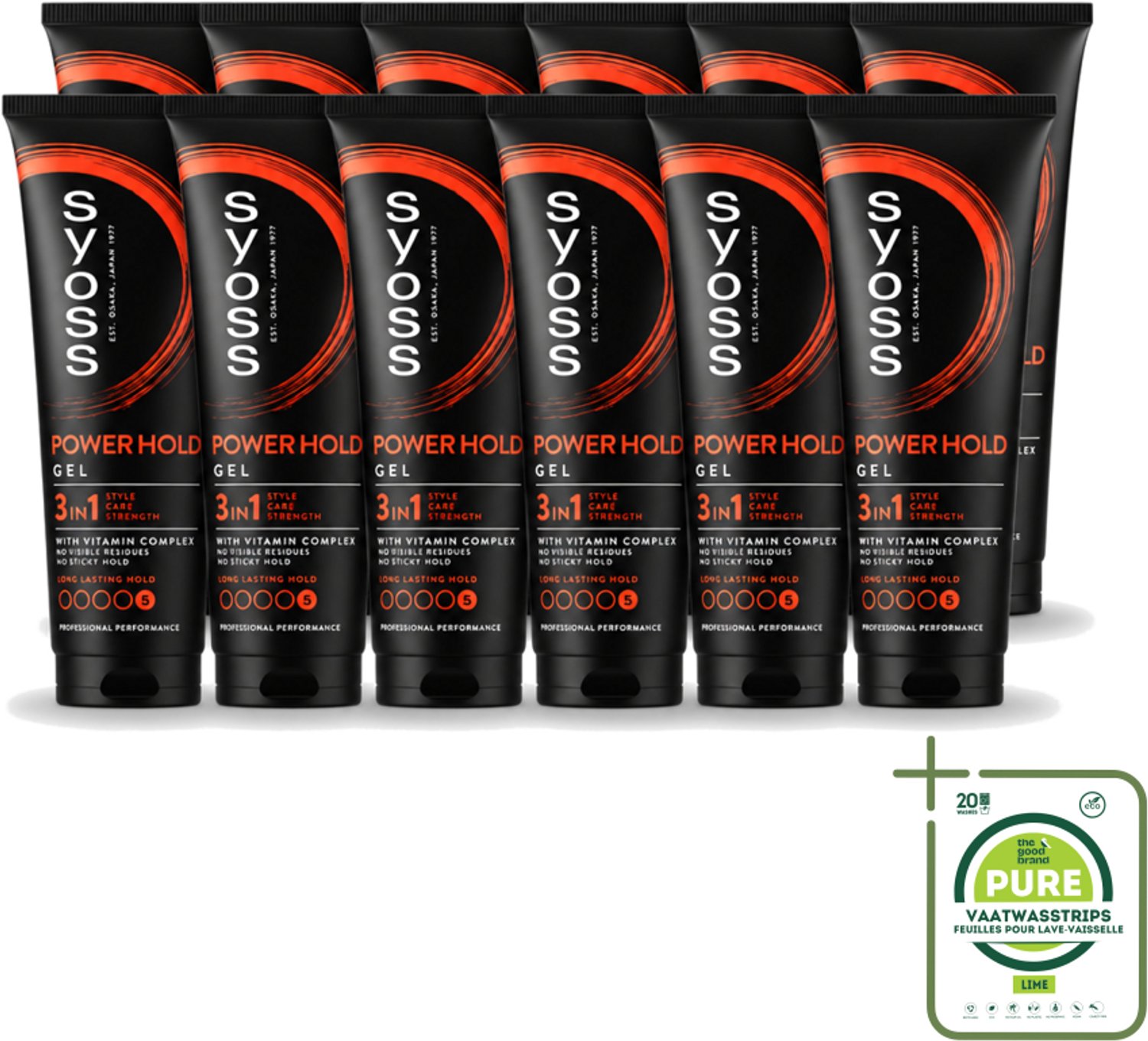 12 x Syoss - Power Hold - Haargel - Extra Sterke Fixatie - 250 ml - Grootverpakking - Vaatwasstrips - Haargel - Krachtige Fixatie - Stijl - Haarverzorging - Salonkwaliteit