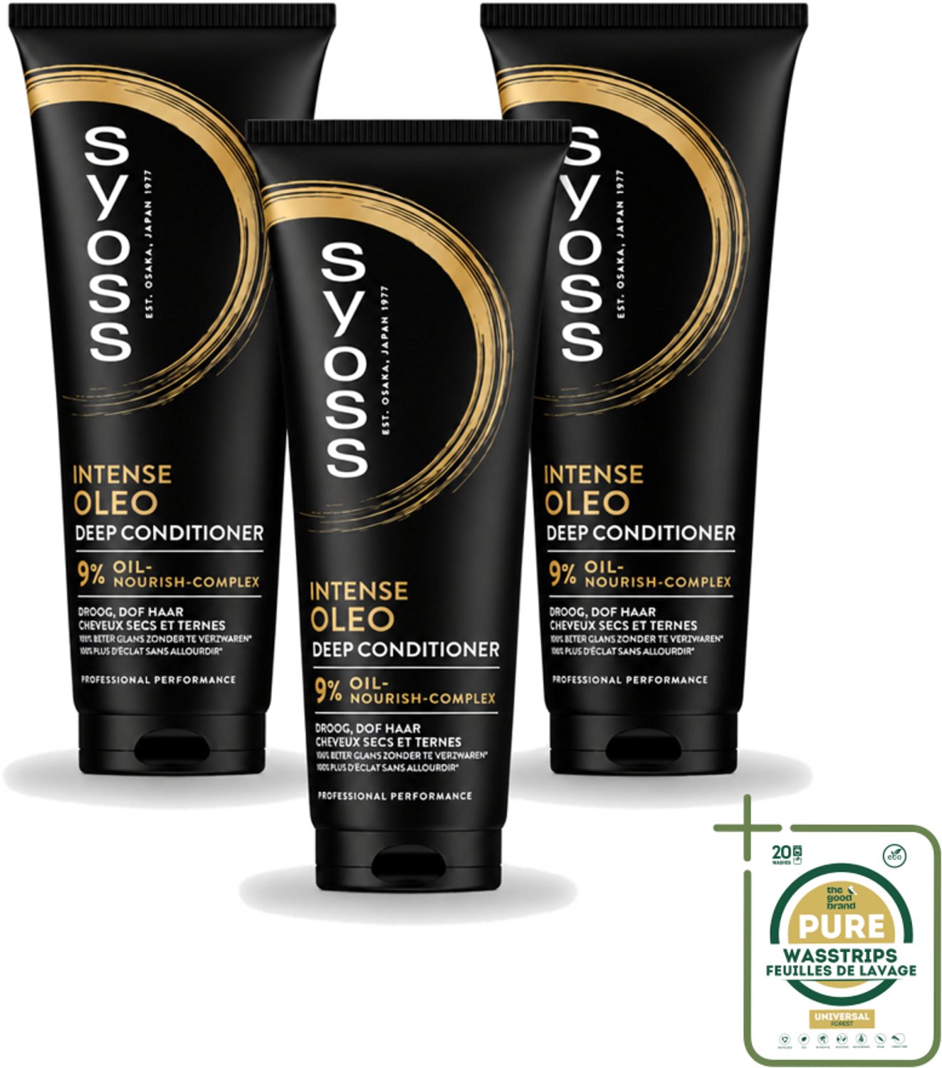 3 x Syoss - Intense Oleo - Deep Conditioner - Voedt & Verzacht - 250 ml - Wasstrips - Haarvoeding - Haarverzorging - Haarzacht - Haarpluis - Haarverzacht
