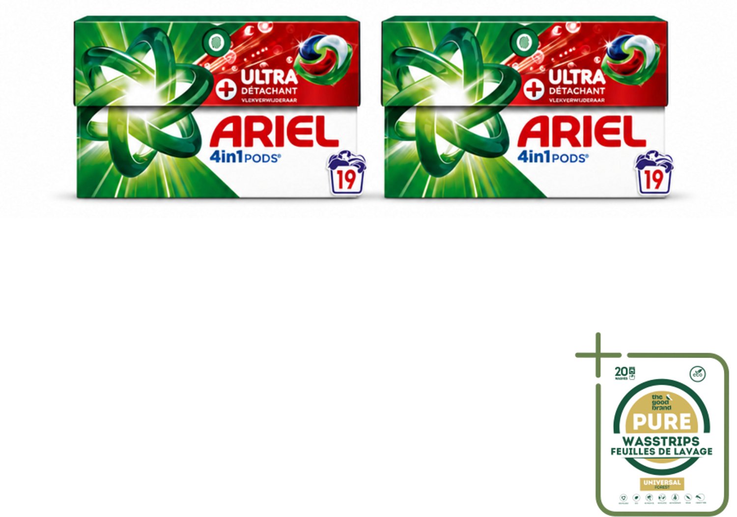 2 x Ariel - 4in1 Wasmiddel Pods - Ultra Vlekverwijderaar - 19 Pods - Wasstrips - Wasmiddel - Vlekverwijderaar - 4in1 Wasmiddel - Pod Wasmiddel - Ultra Vlekverwijderaar
