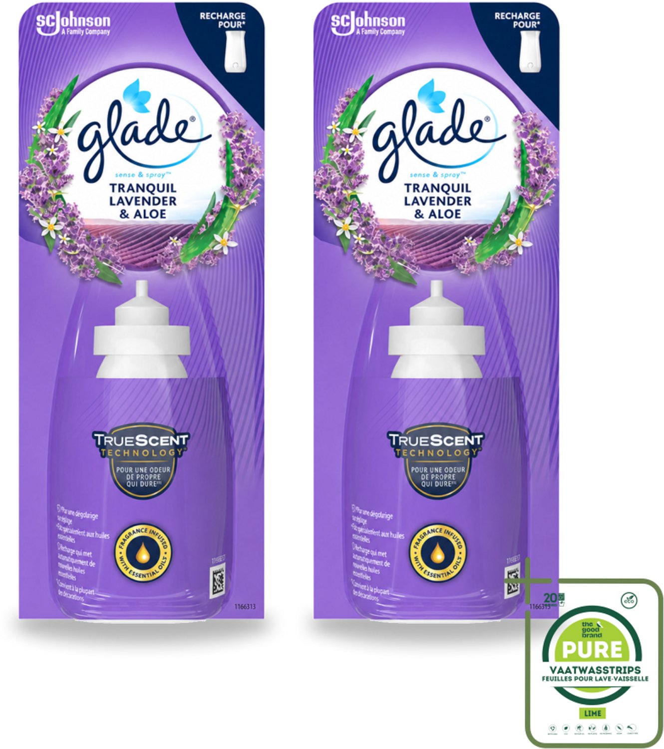 2 x Glade - Sense & Spray Navulling - Tranquil Lavender & Aloë - 18 ml - Grootverpakking - Geur - Rust - Frisheid - Automatische Geur - Bewegingssensor