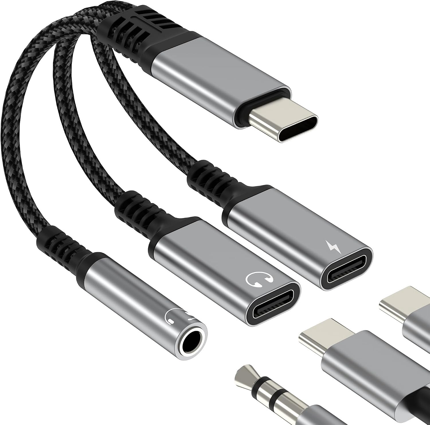 Adapter jack naar USB C 3,5 mm type C hoofdtelefoonkabel voor iPhone 17 16 15 Pro Max compatibel met Samsung voor iPad voor Apple audio-aansluiting AUX DAC oplader hoofdtelefoon mobiele telefoon