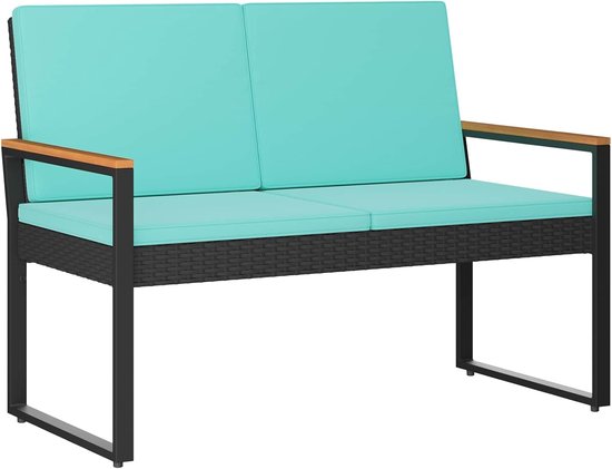 poly rattan weerbestendig gepoedercoat stalen frame met afneembare kussens — afbeelding 4