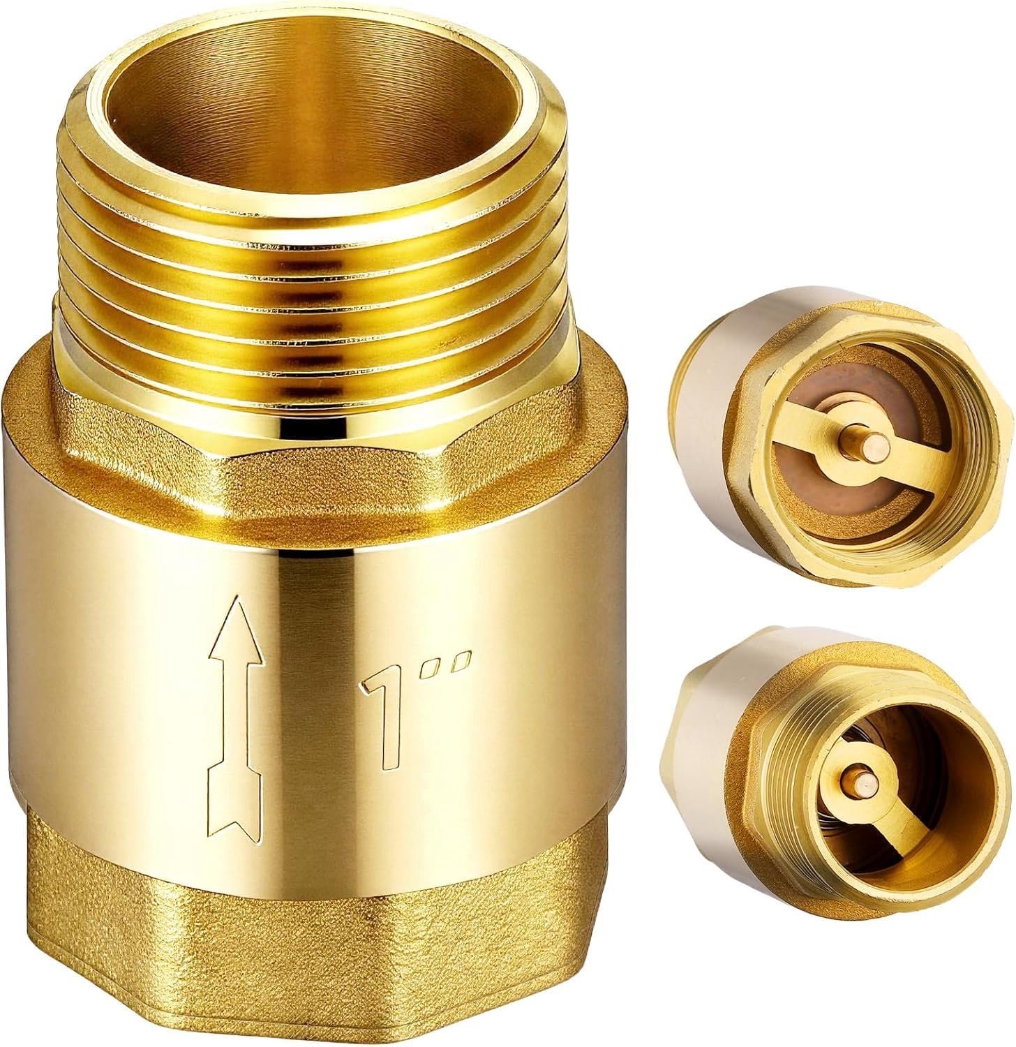Terugslagklep messing 1 inch IG naar AG