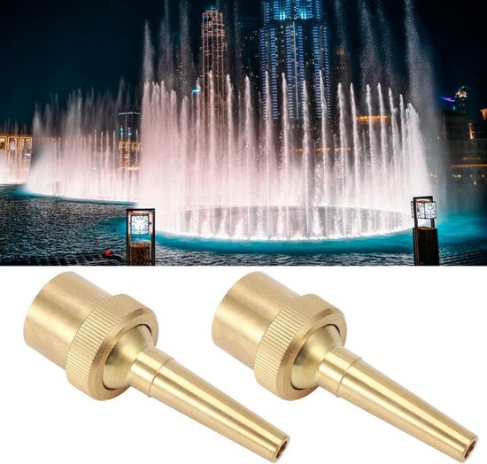 2 Stuks 3/4in Messing Fonteinmondstuk, DN20 Verstelbare Richting Jet Waterfontein Koperen Spray Sprinkler Sproeikop voor Tuinvijver Landschap — afbeelding 5