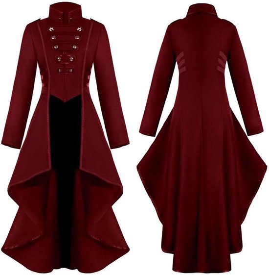 Steampunk vintage rokjas voor dames, onregelmatige zoom, gothic, kleding, Victoriaanse rok, lange mantel, renaissance, Halloween-kostuum, middeleeuws, cosplay uniform voor vrouwen — afbeelding 4