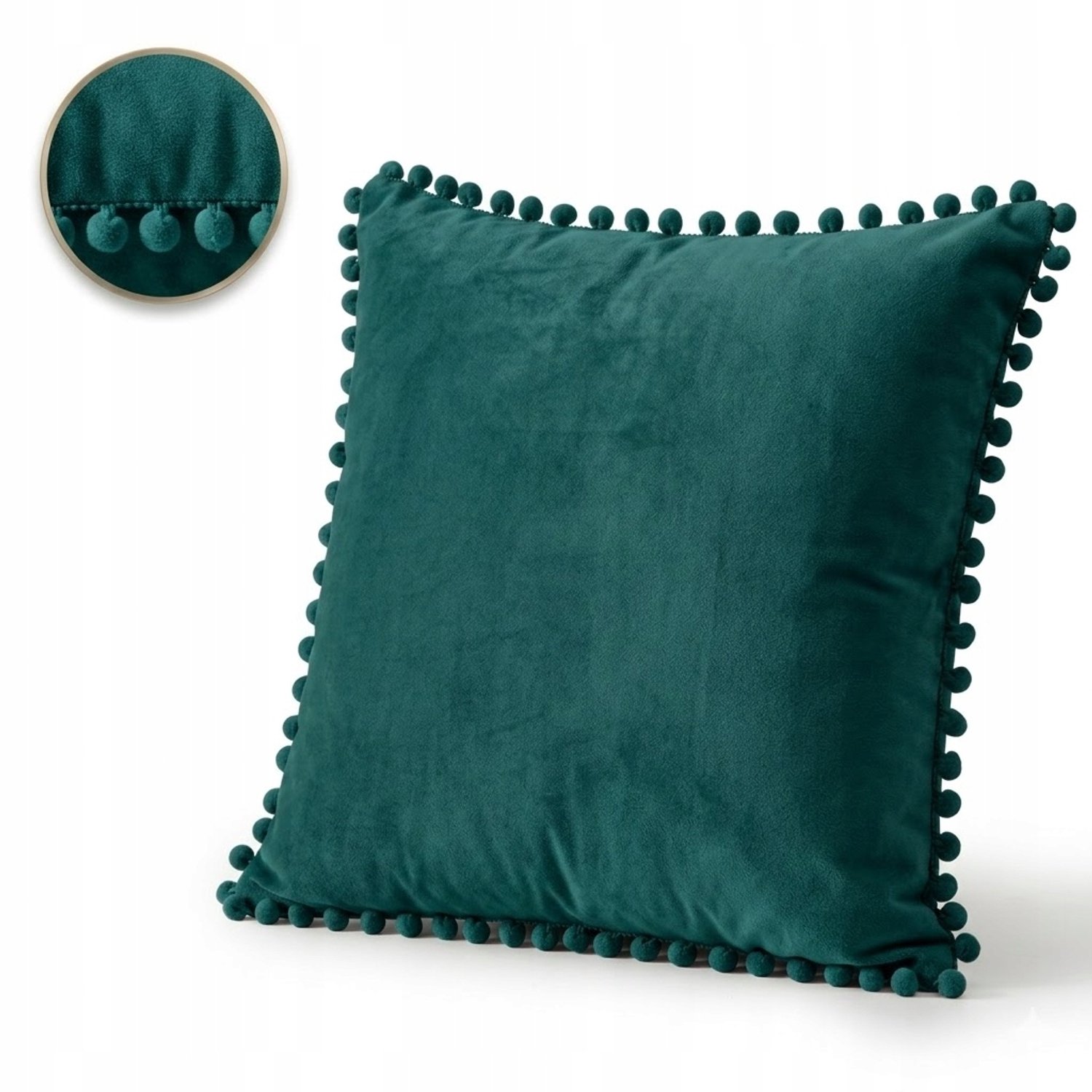 Decoratieve Velours Kussensloop met Pompons 40x40cm - Zacht & Stijlvol