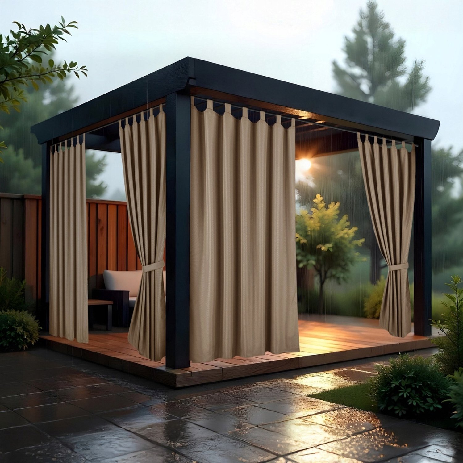 Waterdicht Terrasgordijn 155x200cm Tuin Overkapping Beige