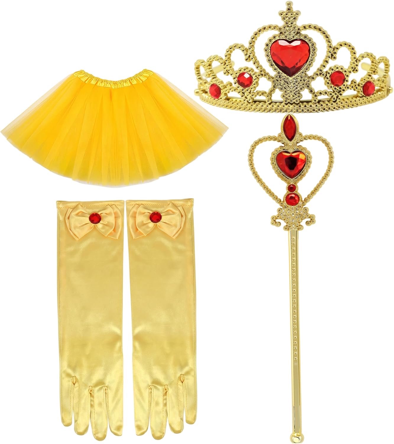 Prinsessenkostuum, peuter, prinsessenjurk, roze, rood, 4-delige set voor peuters, comfortabele pasvorm, feestklaar