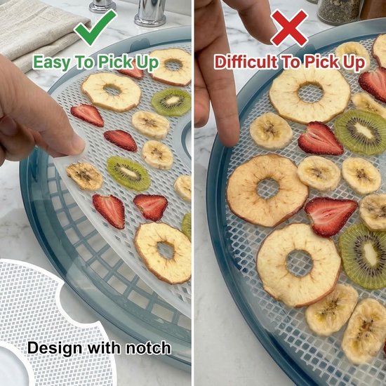 6 stuks 11.6 inch Premium Ronde Dehydrator Vellen Herbruikbare non-stick Voedsel Dehydrator Machine Mesh Screen voor fruit droger — afbeelding 5