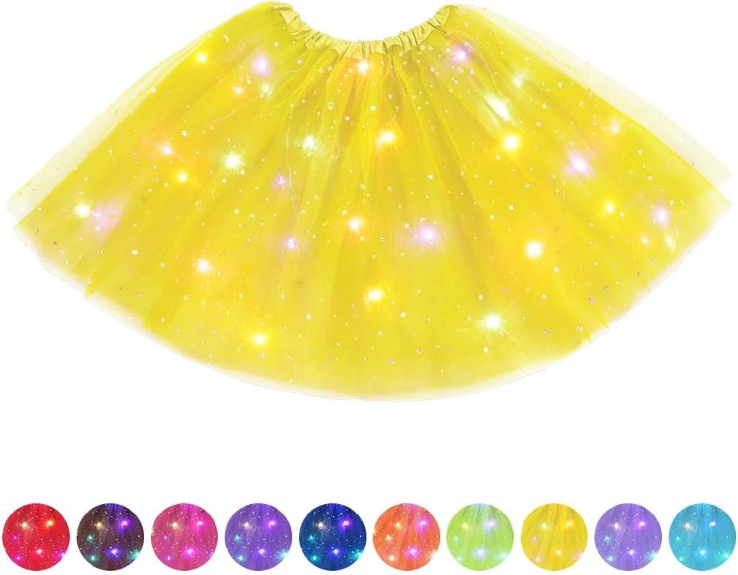 Tutu rok met LED verlichting, tule rok voor volwassenen, balletdansoutfit, feestelijke kostuum voor Halloween en carnaval, elastische en mooie jurk