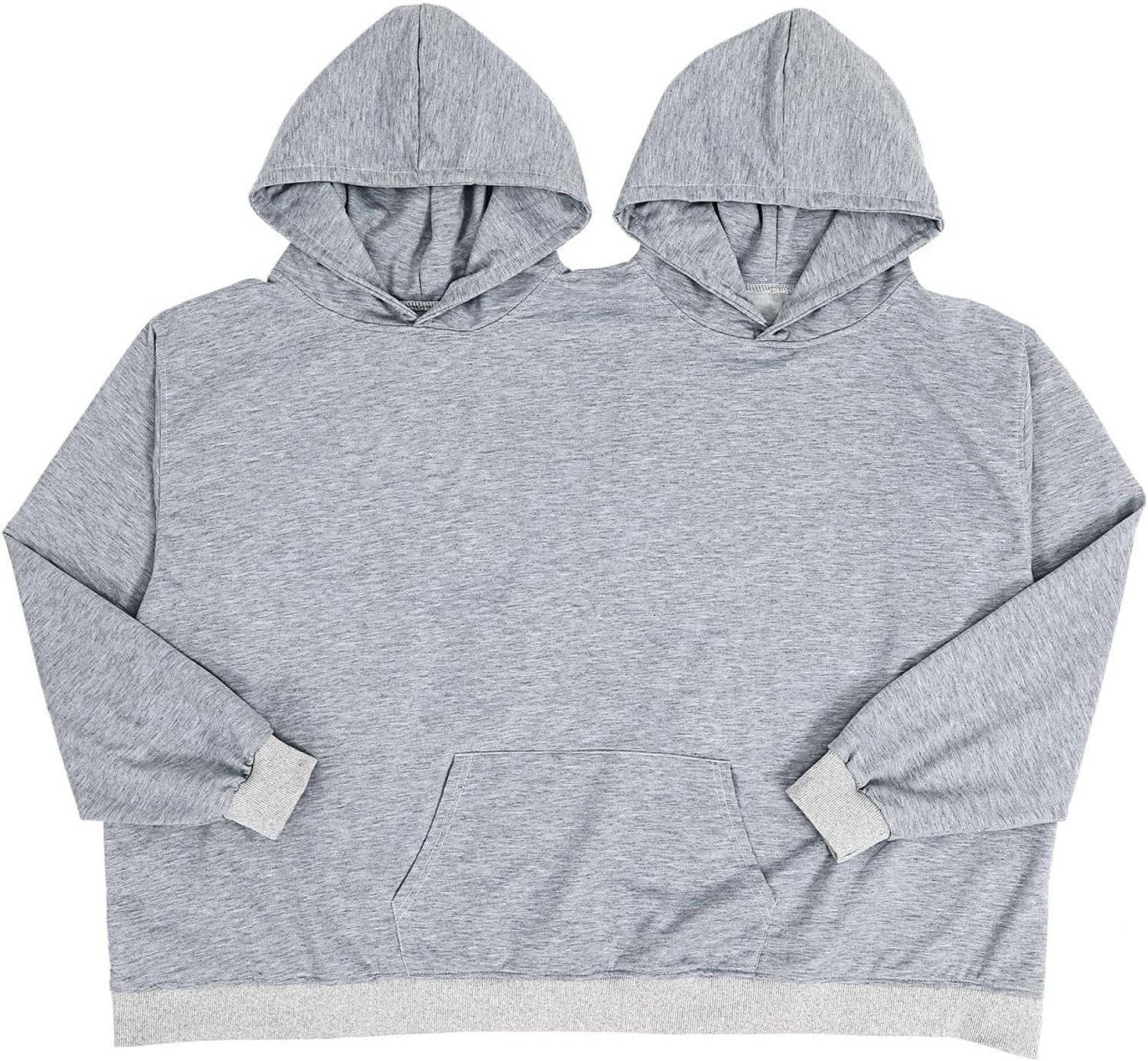 Oversized Hoodie voor Twee Personen - Grijze Polyester Dubbel Hoodie voor Stellen, Comfortabele en Gezellige Pullover voor Dates en Ontspanning