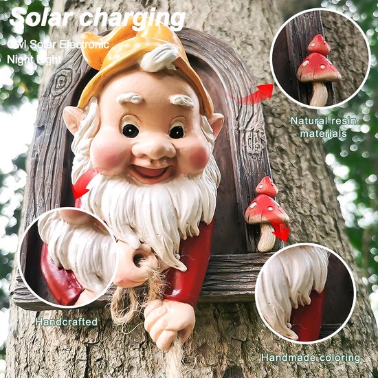 Syfunlv Grappige kabouterfiguur, tuinkabouter, tuinkabouterdecoratie, mini-kabouters van kunsthars, kleine mooie dwergen, grappige tuinkabouters, dwergen, knutselwerk, brutale dwergen voor terras en — afbeelding 5