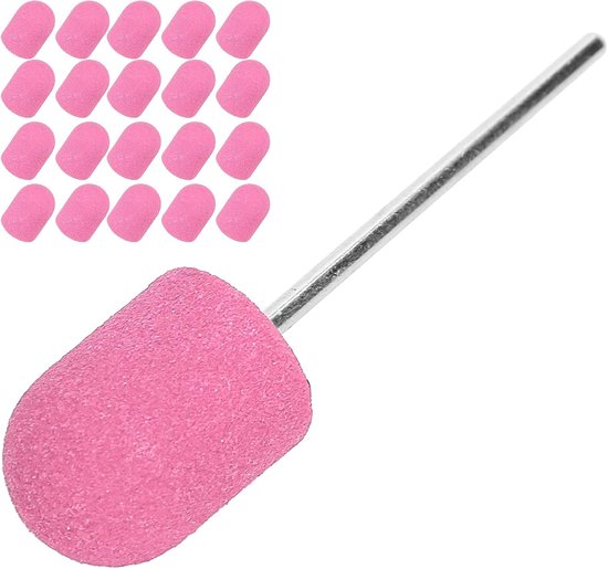 Lyrlody Nagelschuurband, Boor Nail Art Polijsten Schuurdop Set met Fijn Schuurpapier voor Glas Kunststof Metaal Steen Keramische Tegels 10x15mm (PINK) — afbeelding 3