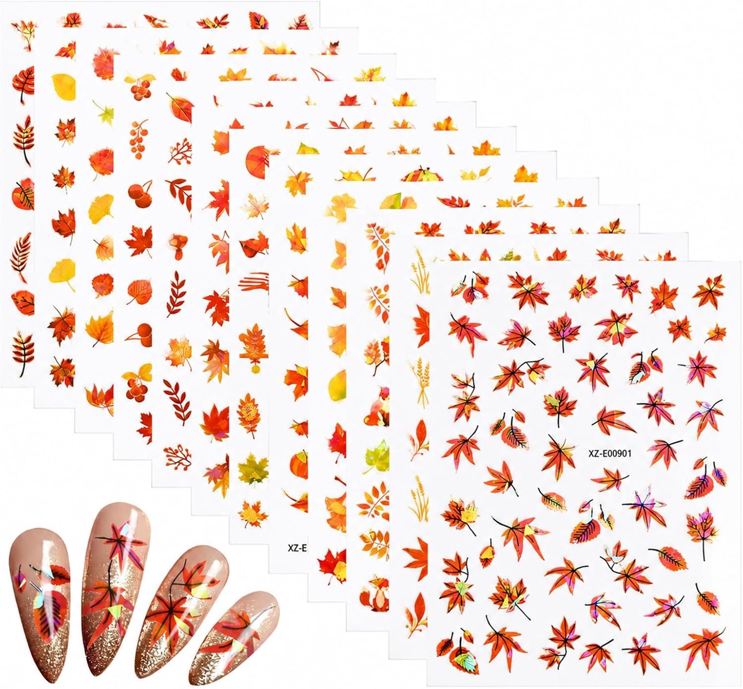 nagelstickers, herfst-nagelstickers, 12 vellen, herfstdesign