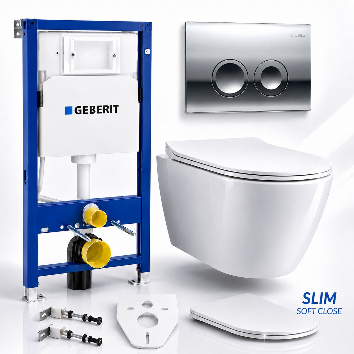 Badland toiletset - Geberit Duofix Basic Delta - ROLO wit - Delta25 rond chroom - 115125215