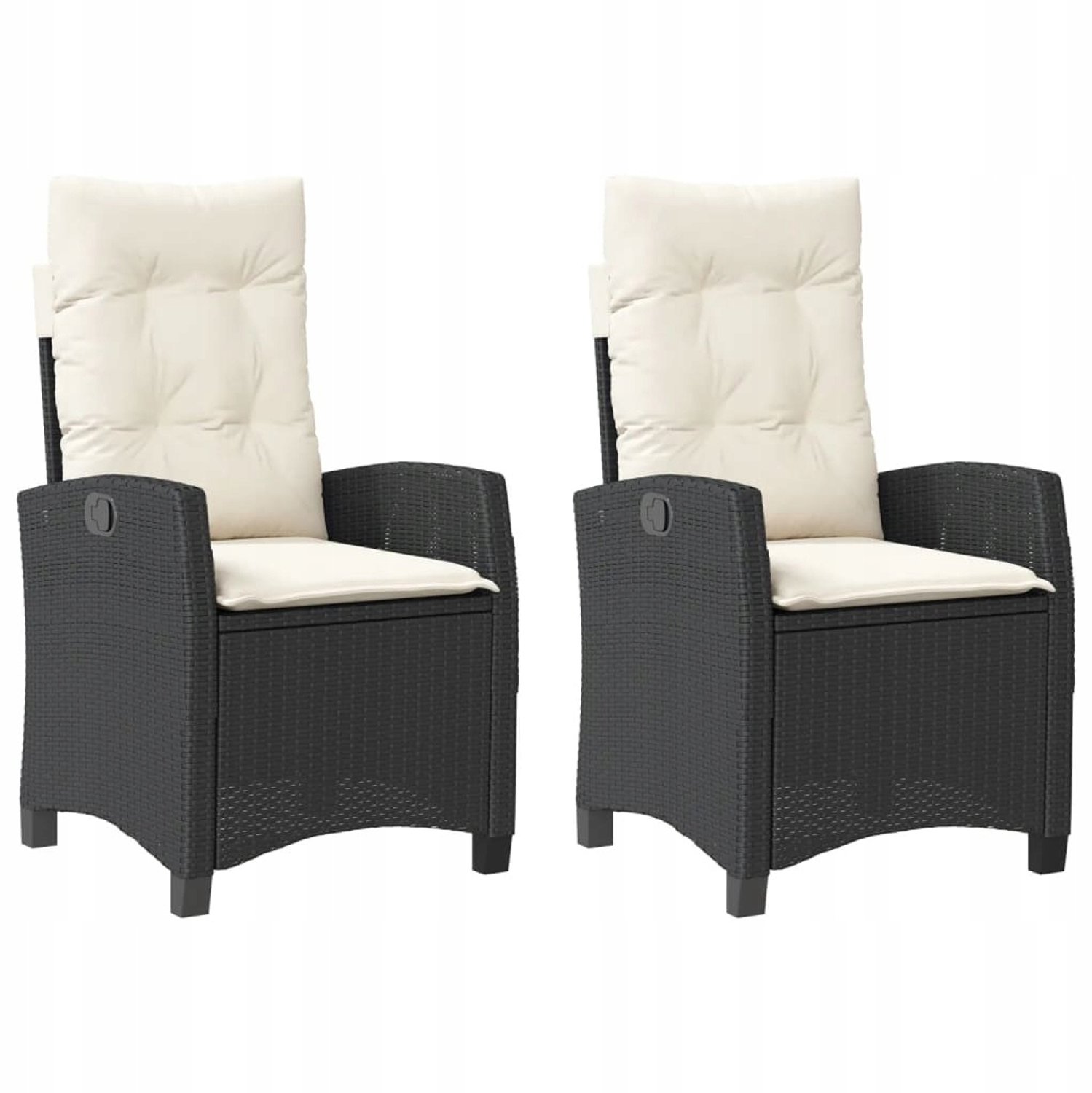 2x Verstelbare Loungestoelen Tuinstoelen met Kussens - Zwart