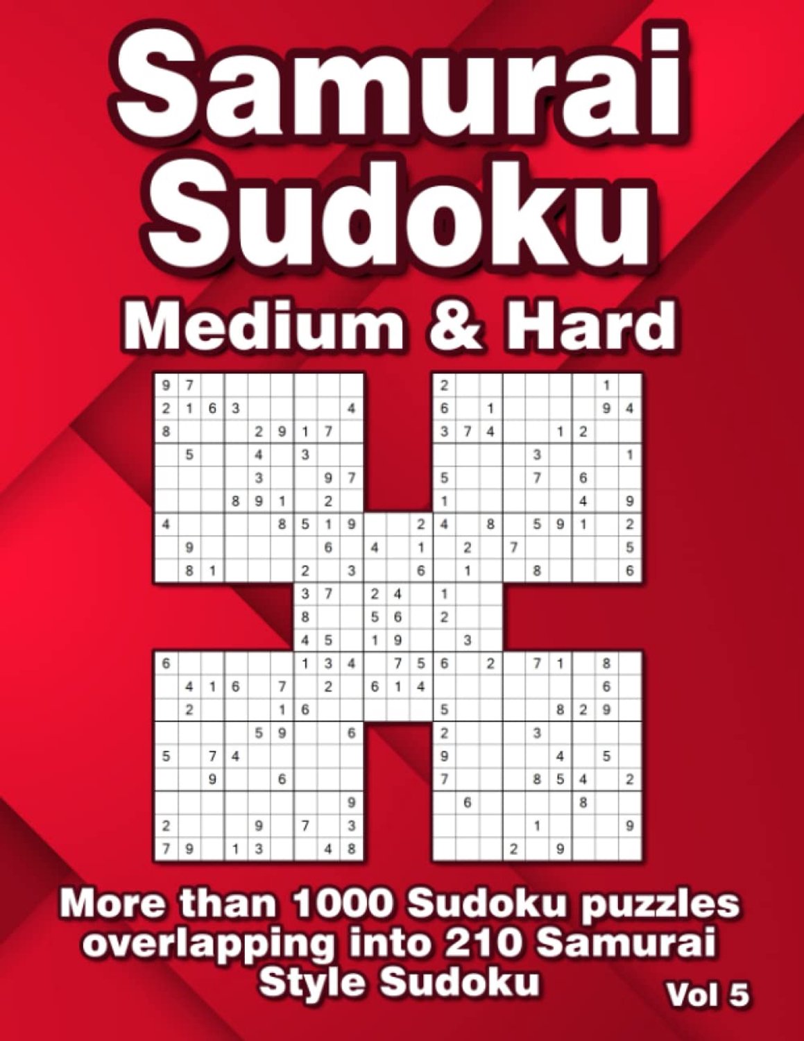 Samurai Sudoku Puzzles Medium & Hard Leveled for Advanced: 1000 Classical Sudoku Puzzles in 210 Samurai Style - ShopVlot