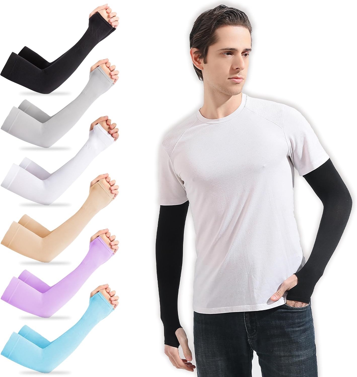 Koelende Arm Sleeves voor Dames en Heren - Zonbescherming, Compressie, Duurzaam en Comfortabel voor Fietsen, Wandelen en Sportactiviteiten