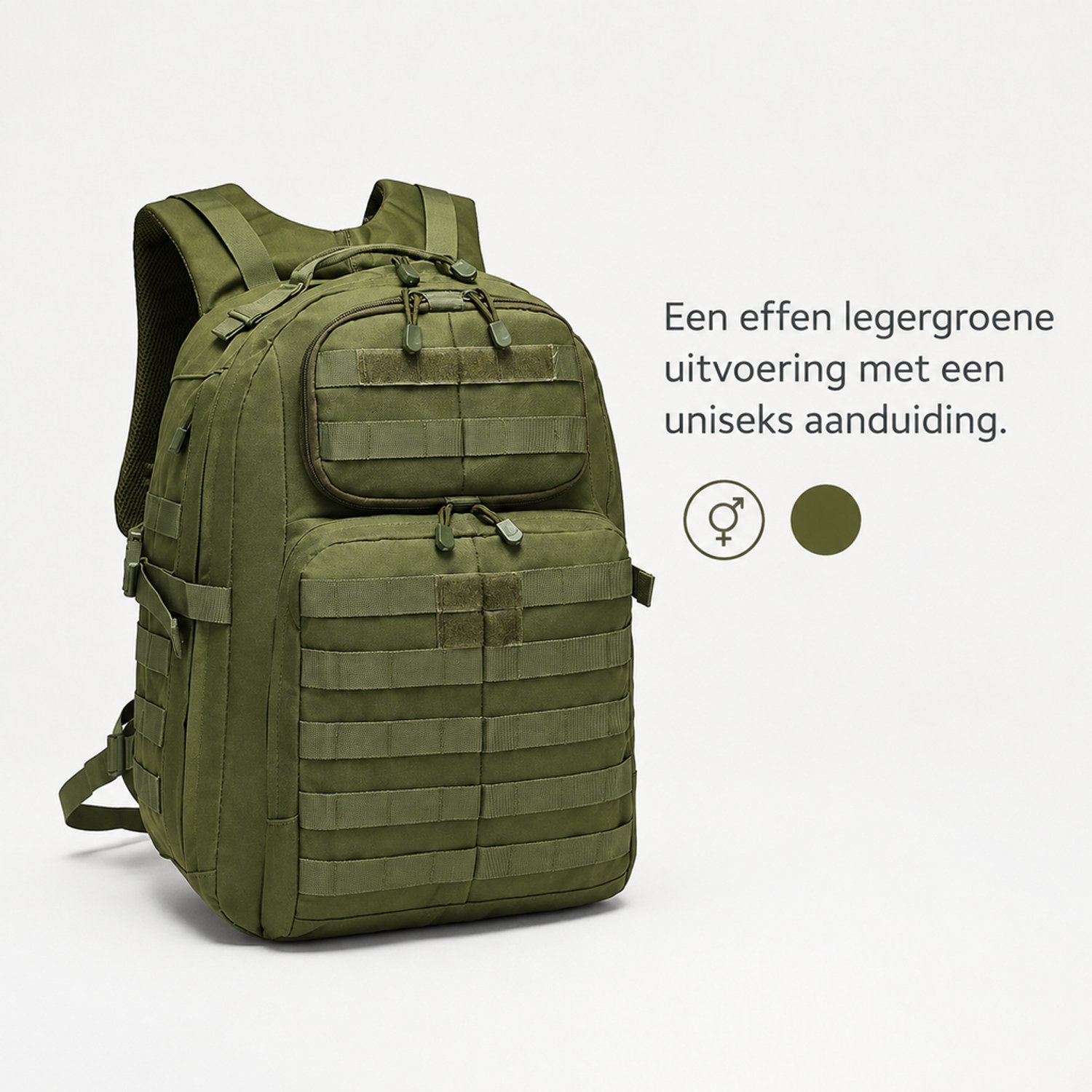 Rugzak - 36-55 L - effen legergroen - voor outdooractiviteiten