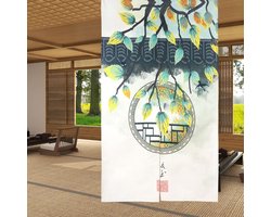 LIGICKY Chinese Style Japanese Norwegians Doorway Curtain Linen Koi Fish Lotus Leaf Printed Asian Window Treatment - ShopVlot