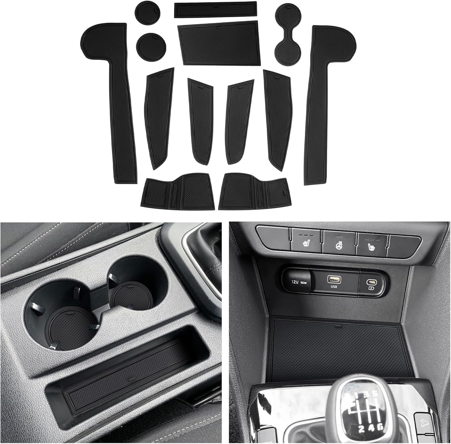 CDEFG Compatible with Kia Sportage NQ5 2022-2023, 2024, 2025, Rubber Mats, Center Console, Non-Slip Mats, Sportage - ShopVlot