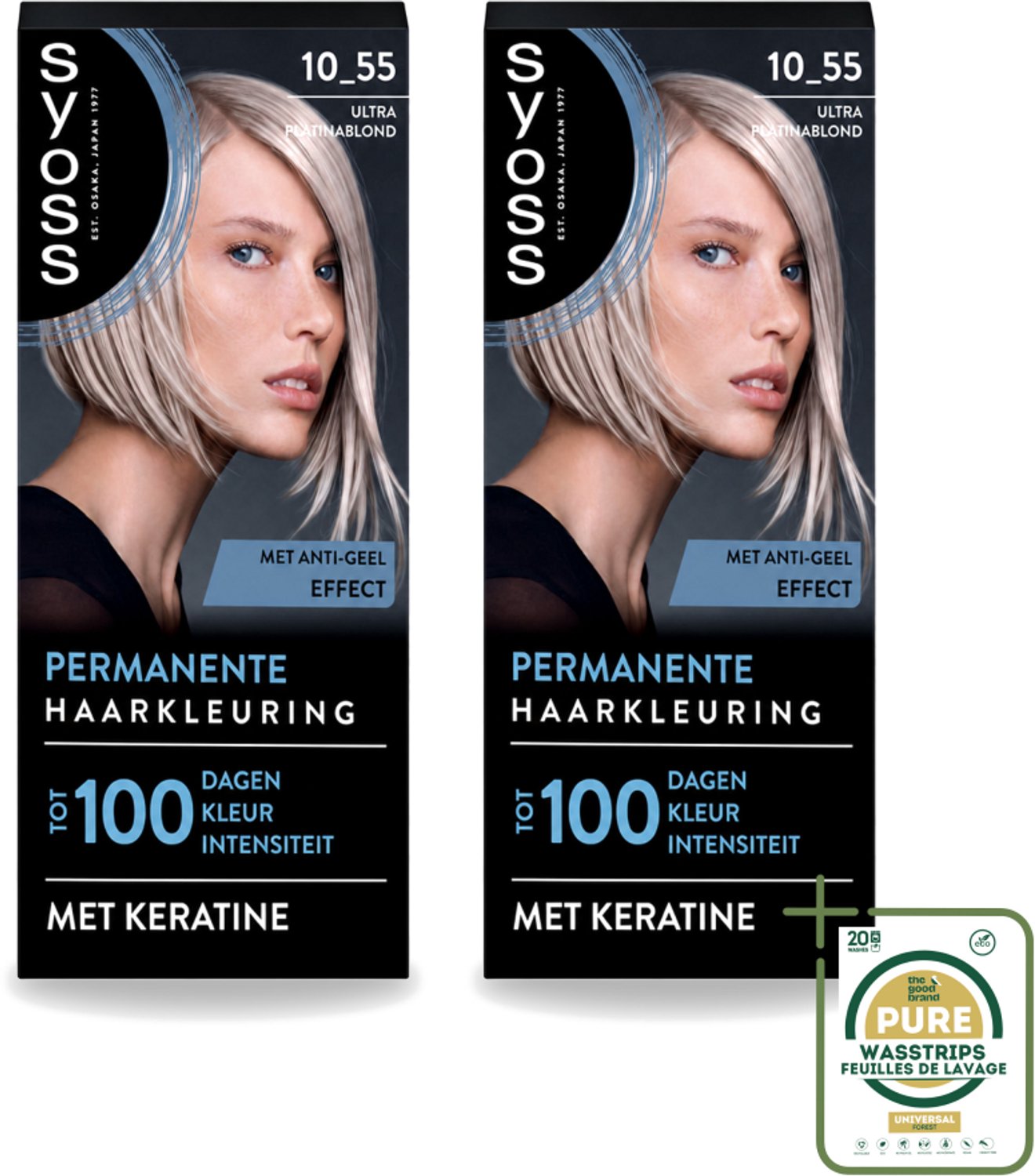 2 x SYOSS - Permanent Coloration 10-55 - Haarverf - Permanente Haarkleuring - Ultra Platina Blond - Grijsdekking - Wasstrips - Haarverf - Permanent Kleuren - Grijsdekking - Keratine - Haarverf Voor Thuis